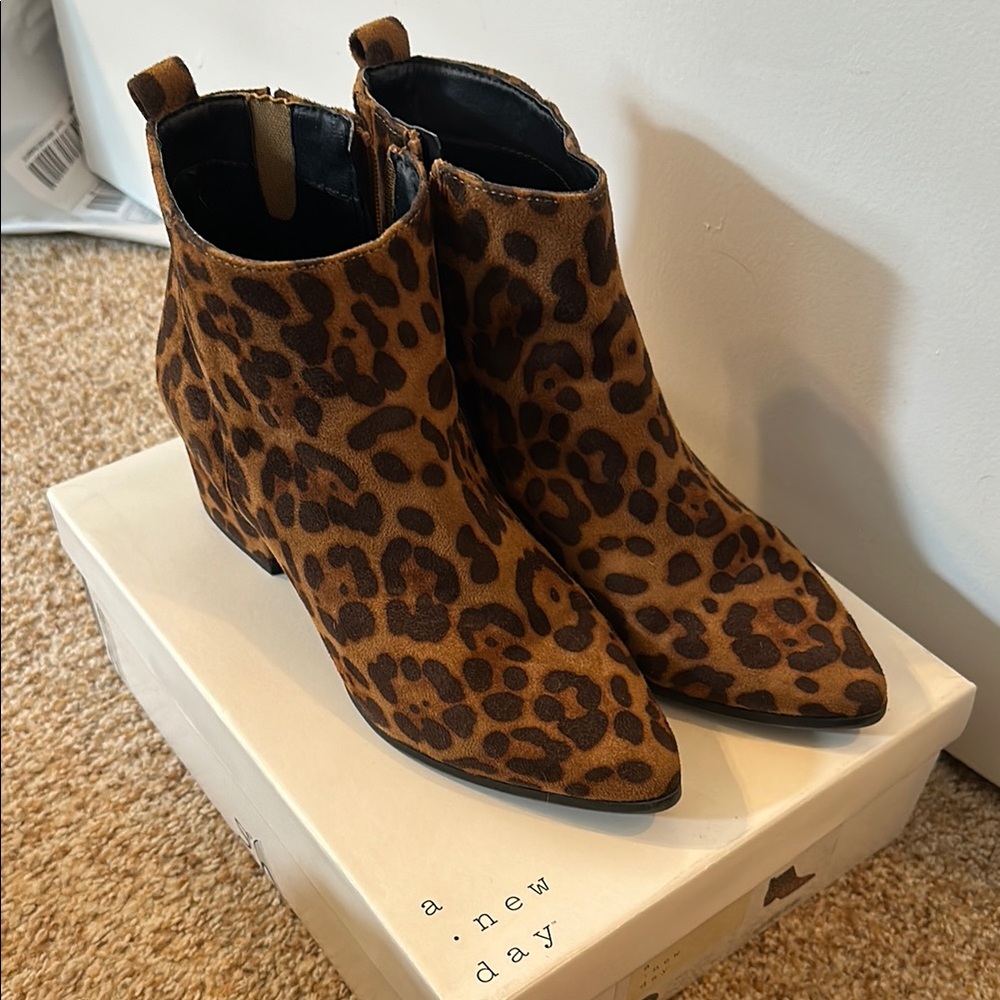 A New Day Women's Leopard Print Ankle Boots